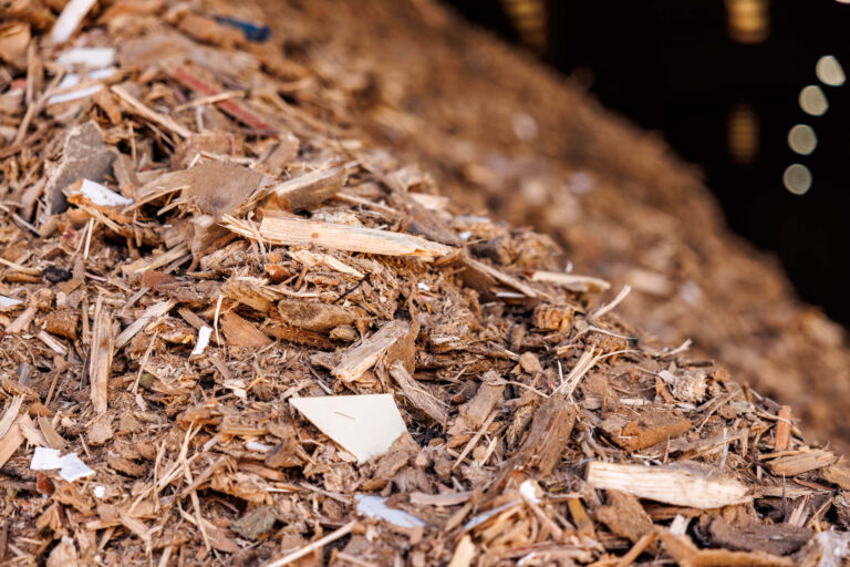 Seras waste wood chip pile